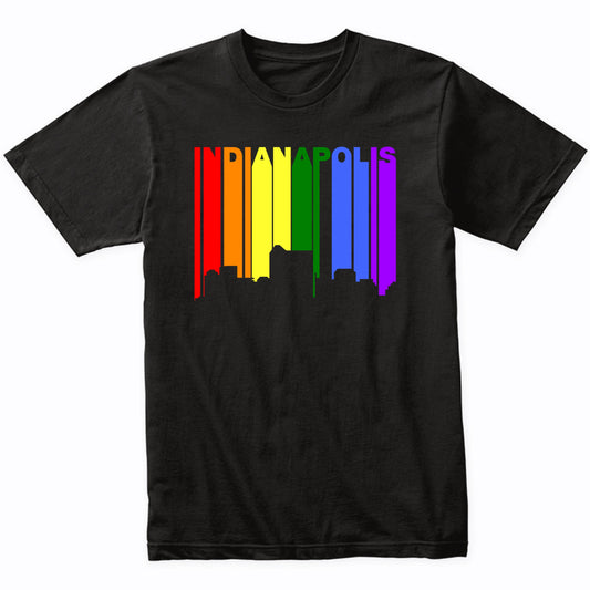 Indianapolis Indiana LGBTQ Gay Pride Rainbow Skyline T-Shirt
