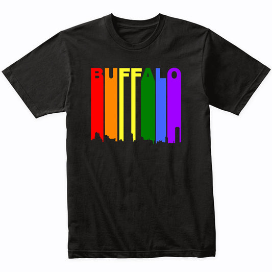 Buffalo New York LGBTQ Gay Pride Rainbow Skyline T-Shirt
