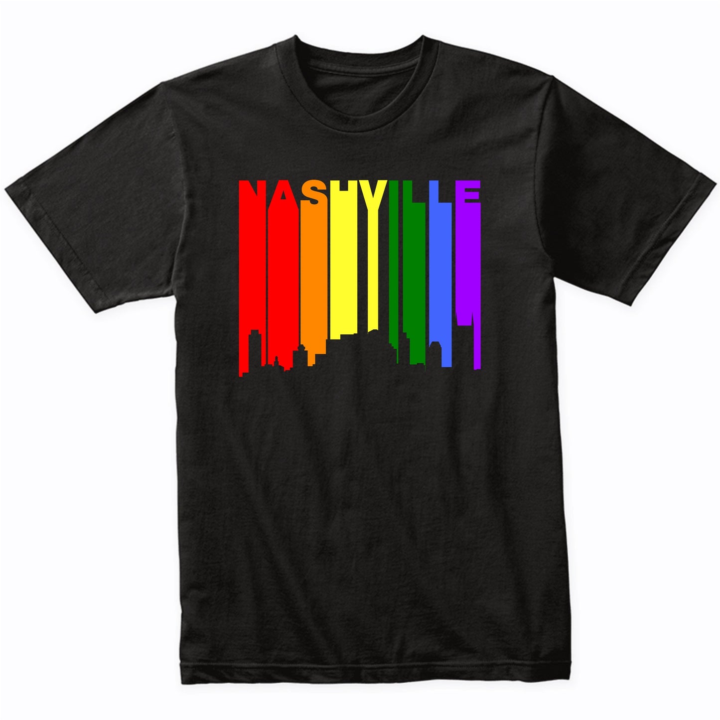 Nashville Tennessee LGBTQ Gay Pride Rainbow Skyline T-Shirt