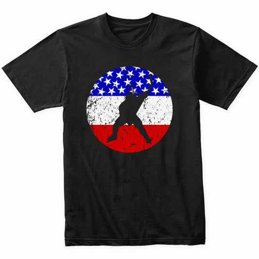 American Flag Hockey Shirt - Retro Hockey Player T-Shirt