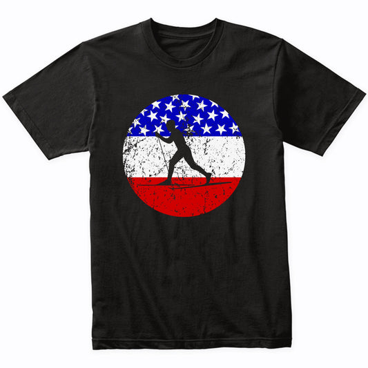 American Flag Cross Country Skiing Shirt - Retro Skier T-Shirt