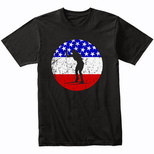 American Flag Biathlon Shirt - Retro Biathlete T-Shirt