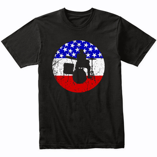 American Flag Drums Shirt - Retro Music T-Shirt