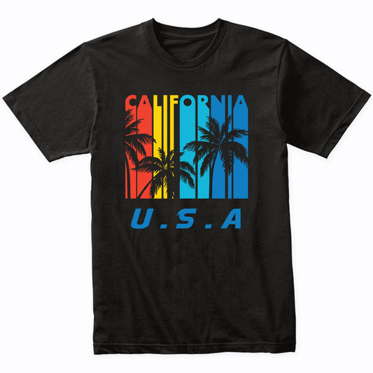Retro California Palm Trees Vacation T-Shirt