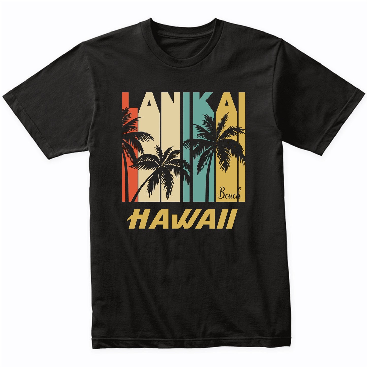 Retro Lanikai Beach Hawaii Palm Trees Vacation T-Shirt