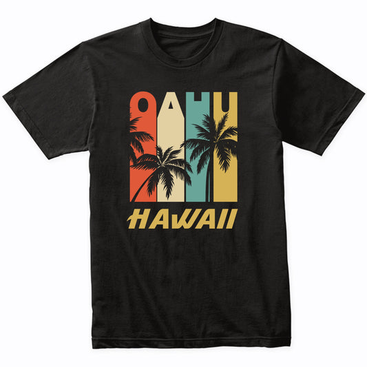 Retro Oahu Hawaii Palm Trees Vacation T-Shirt