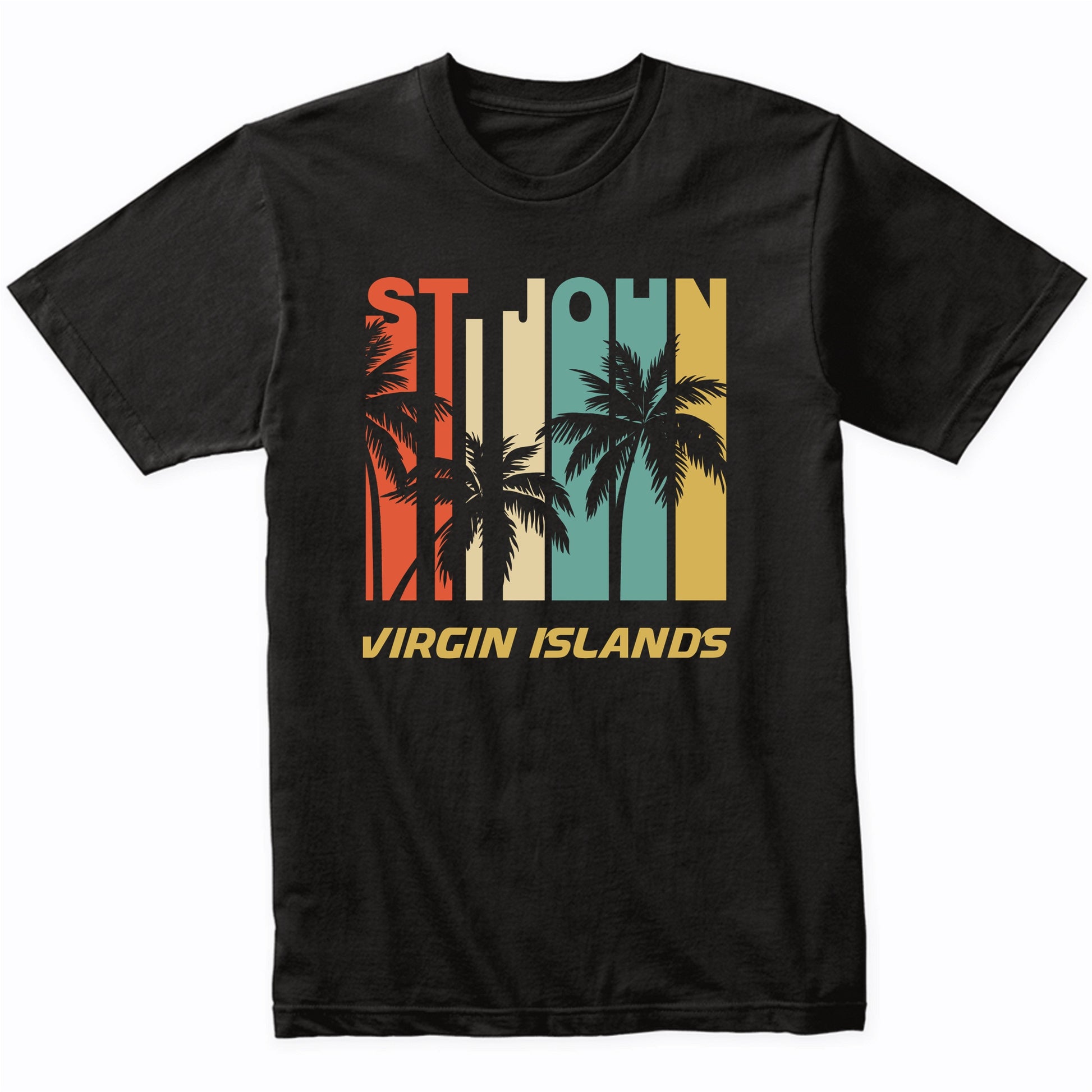 Retro St. John Virgin Islands Palm Trees Vacation T-Shirt