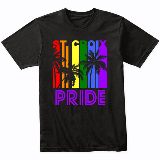 St. Croix Pride Gay Pride LGBTQ Rainbow Palm Trees T-Shirt