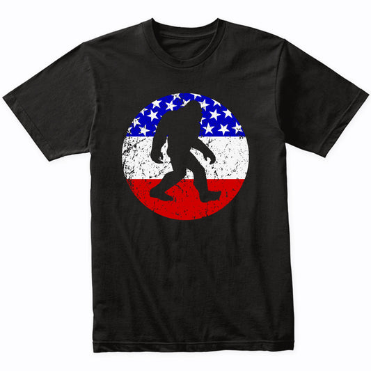 Bigfoot Retro Sasquatch American Flag T-Shirt