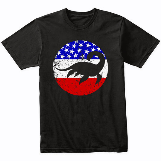 Loch Ness Monster Retro Nessie American Flag T-Shirt