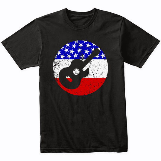 Guitarist Retro Acoustic Guitar American Flag T-Shirt
