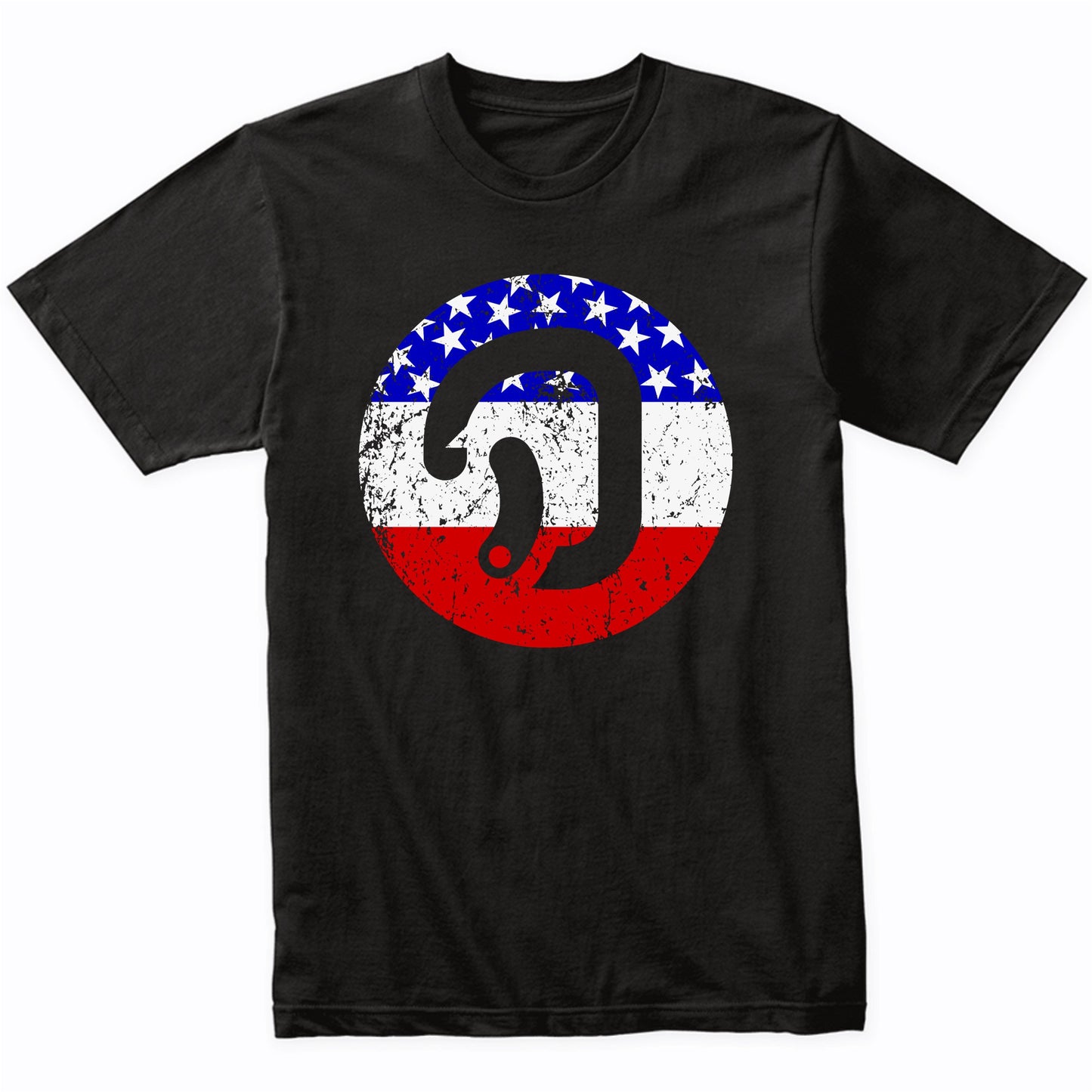 Rock Climbing Retro Carabiner American Flag T-Shirt