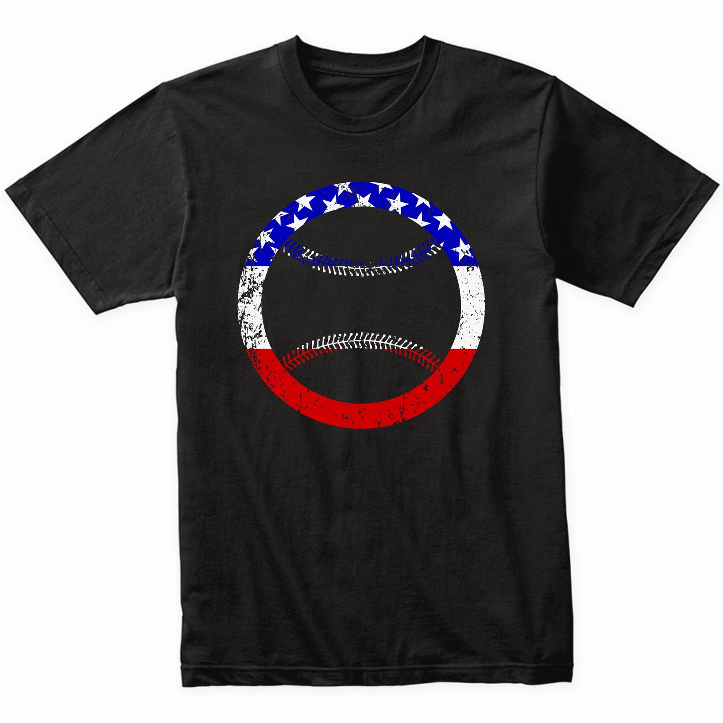 Softball Retro Baseball American Flag T-Shirt