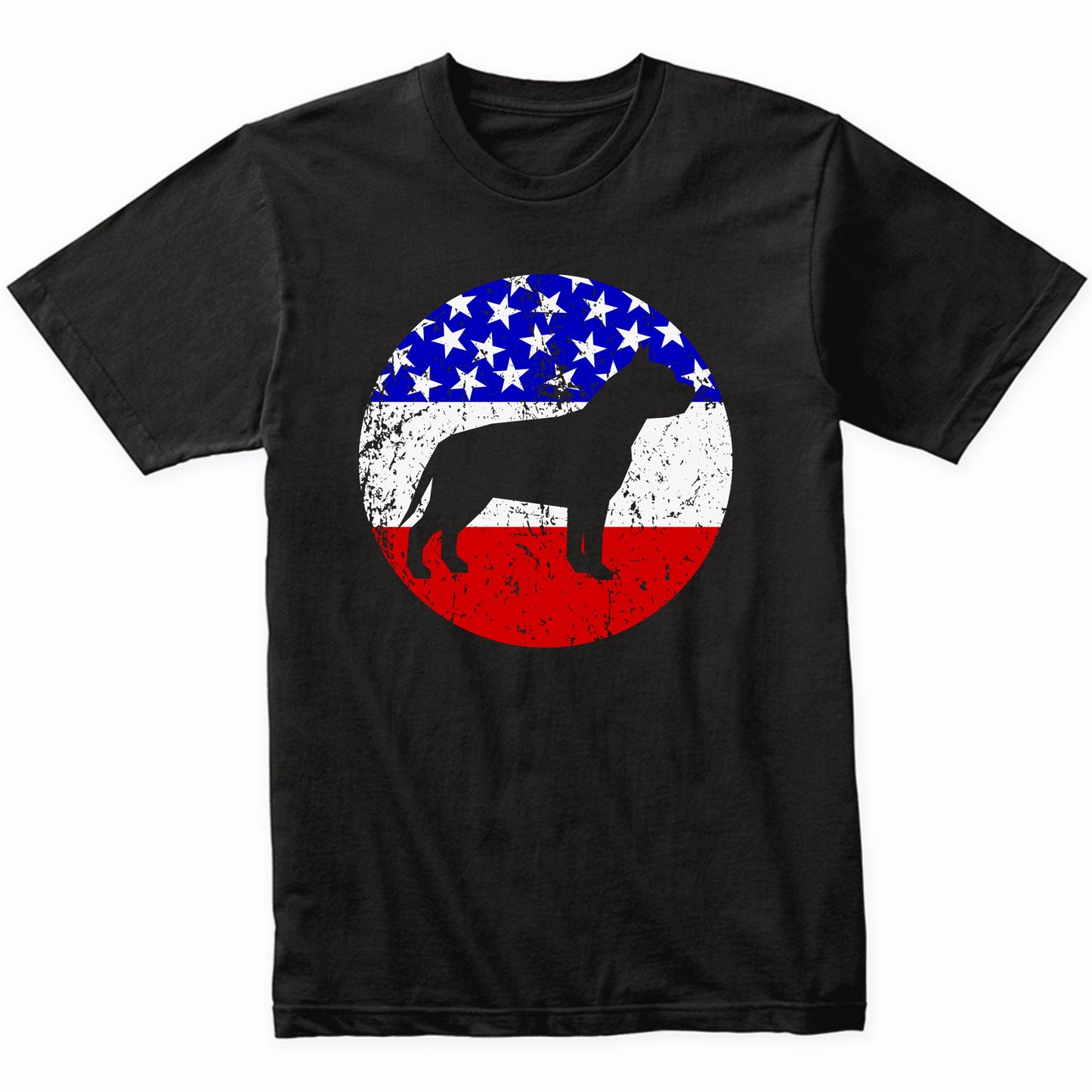 Pit Bull Retro Style Dog American Flag T-Shirt