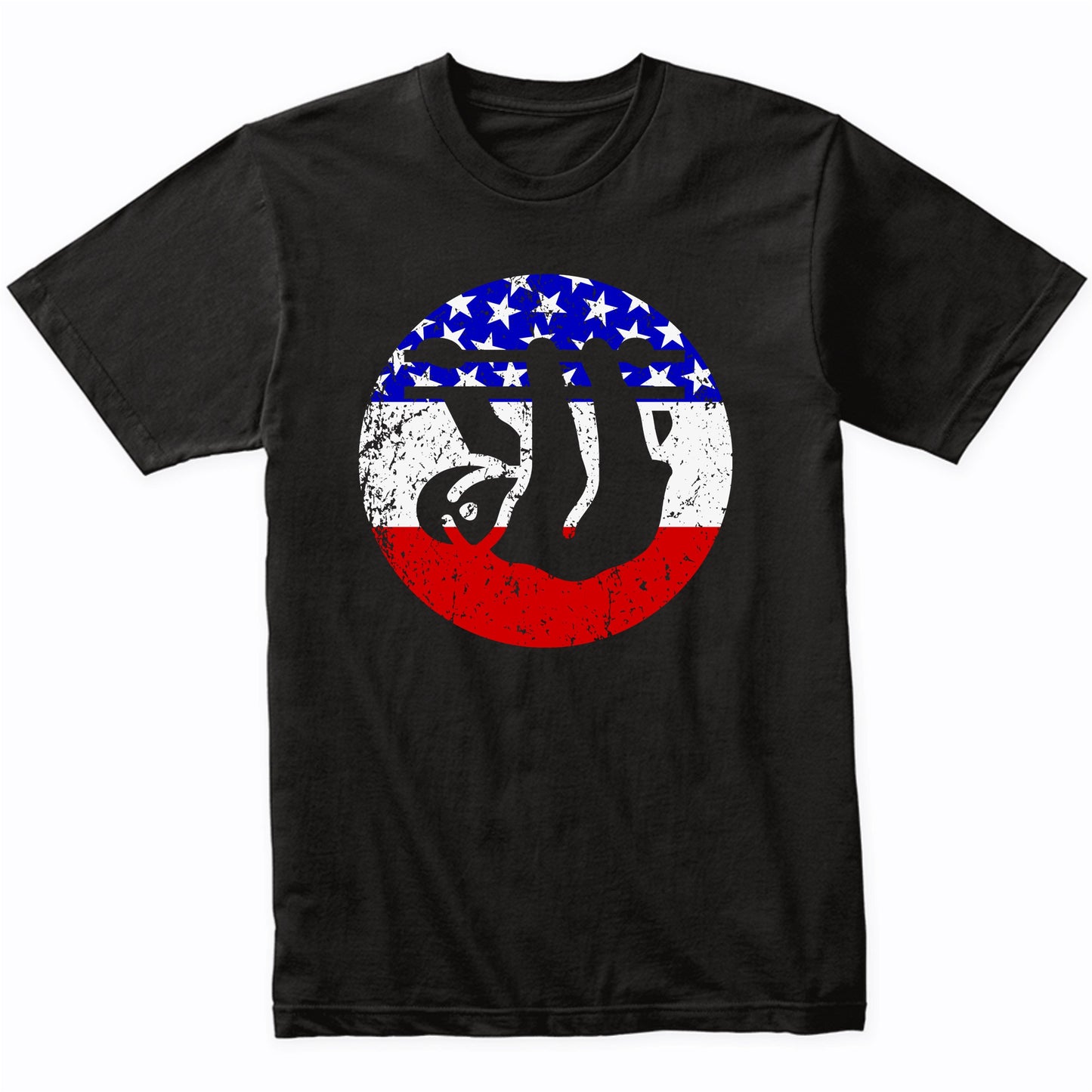 Sloth Retro Style Animal American Flag T-Shirt