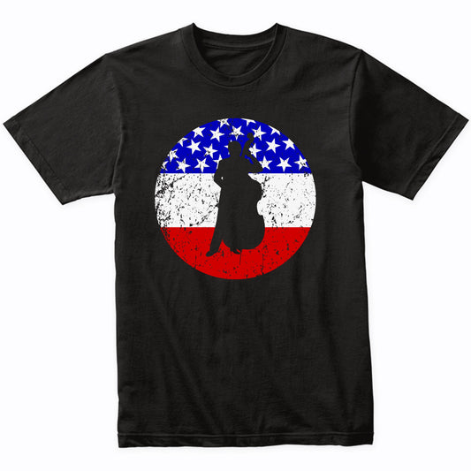 Bass Player Retro Style Music American Flag T-Shirt