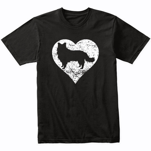 Distressed Border Collie Heart Dog Owner Graphic T-Shirt