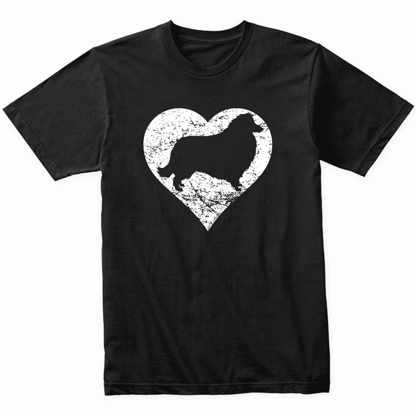 Distressed Collie Heart Dog Owner Graphic T-Shirt
