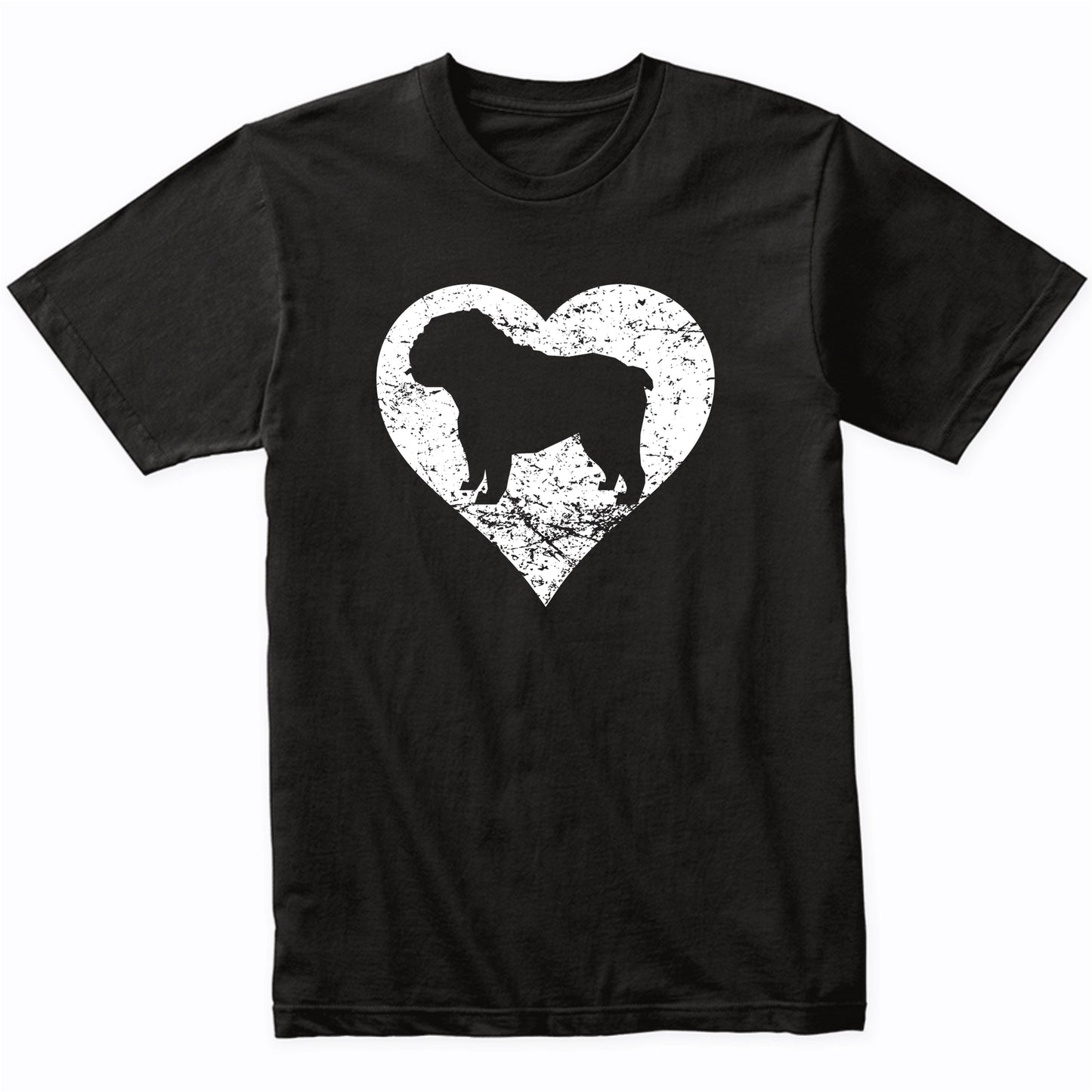 Distressed English Bulldog Heart Dog Owner Graphic T-Shirt