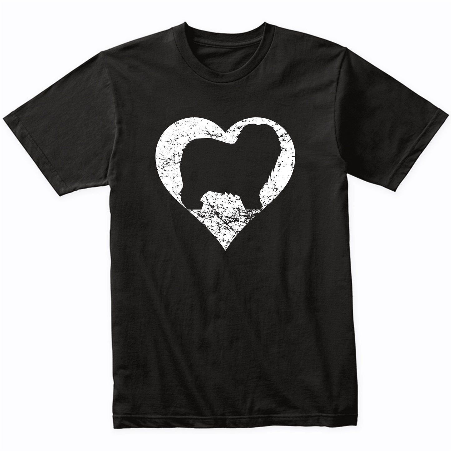 Distressed Old English Sheepdog Heart Dog Owner Graphic T-Shirt