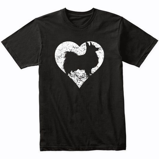 Distressed Papillon Heart Dog Owner Graphic T-Shirt