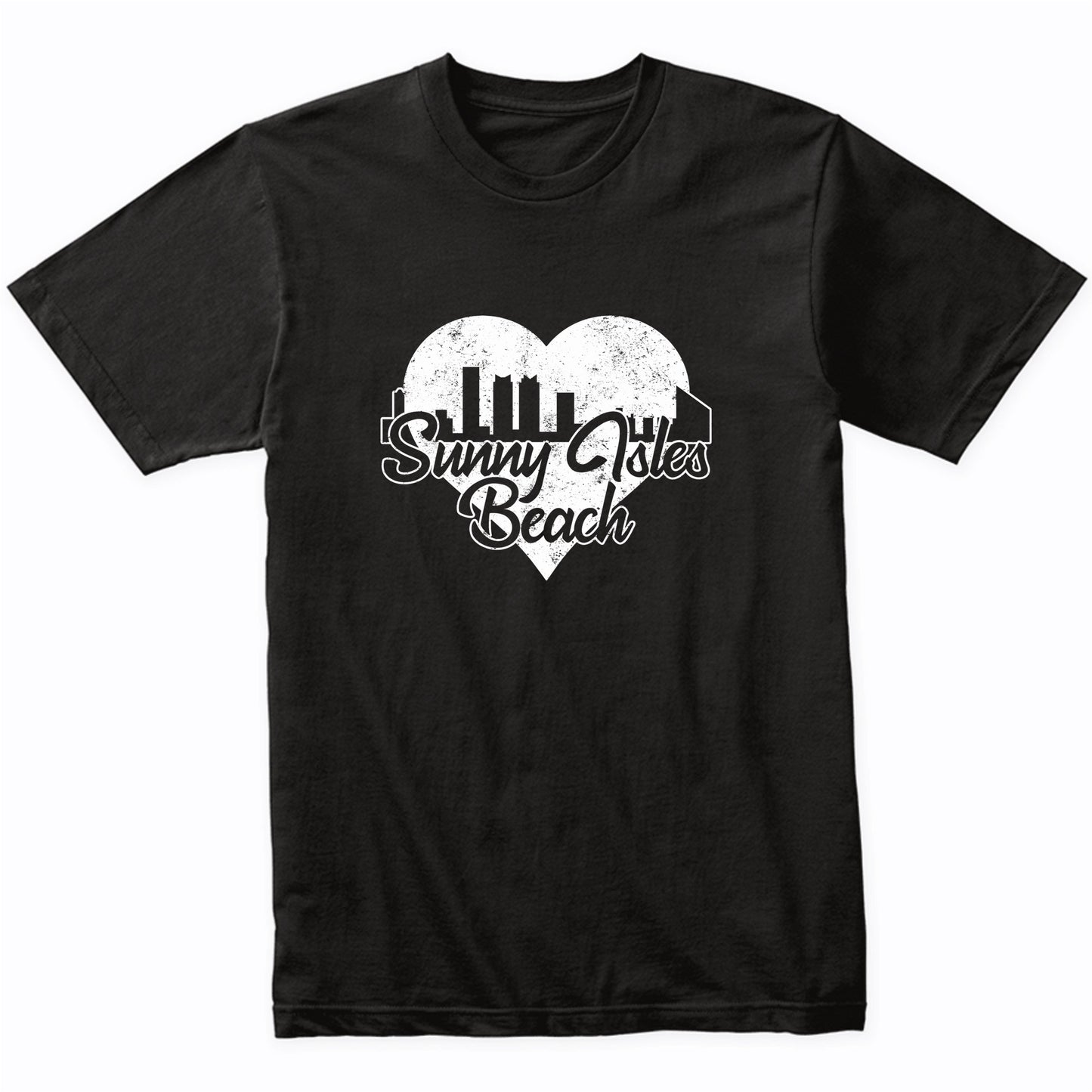 Retro Sunny Isles Beach Florida Skyline Heart Distressed T-Shirt