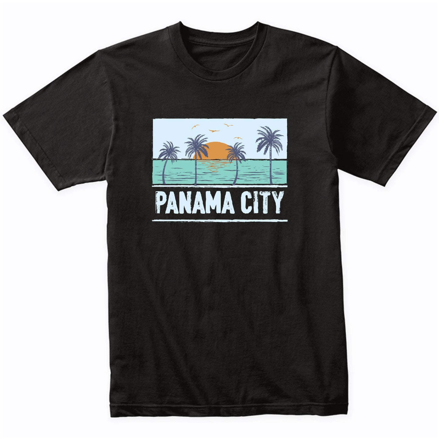 Retro Panama City Florida Tropical Sunset Beach Vacation T-Shirt