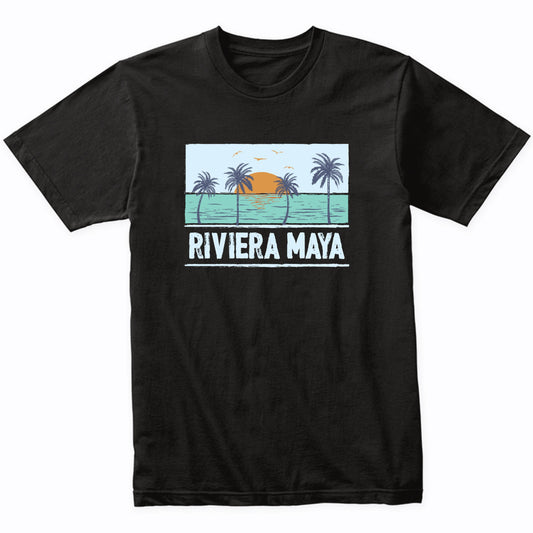 Retro Riviera Maya Mexico Tropical Sunset Beach Vacation T-Shirt