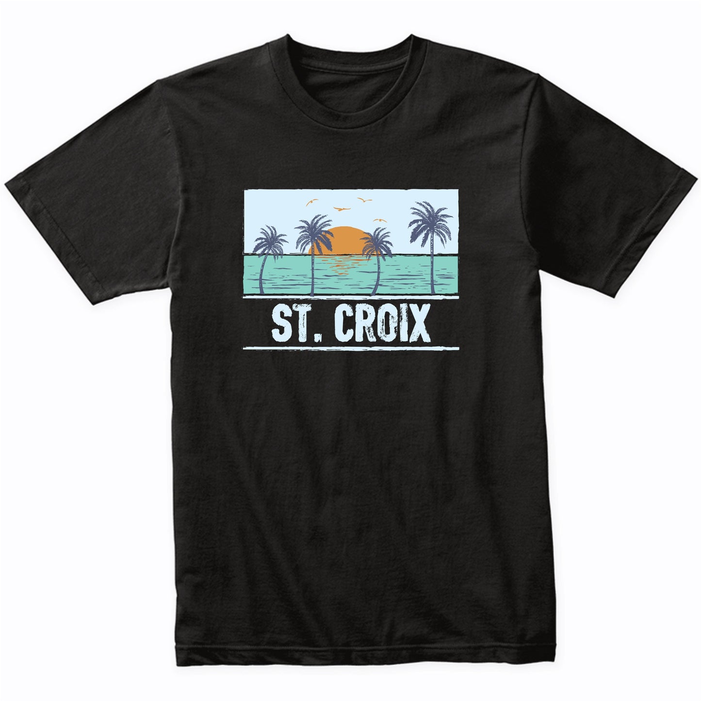 Retro St. Croix Virgin Islands Tropical Sunset Beach T-Shirt