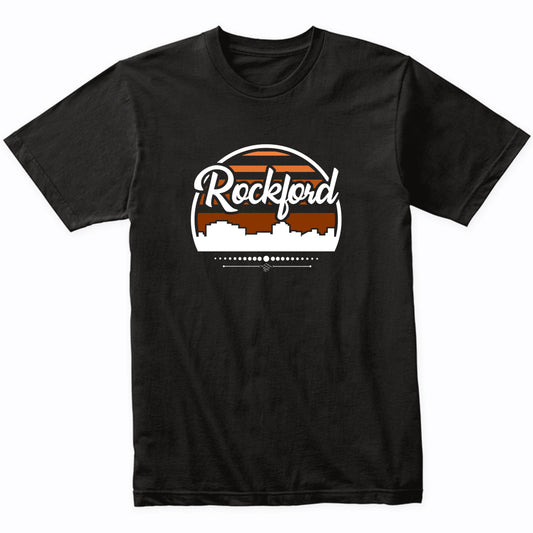 Retro Rockford Illinois Sunset Skyline T-Shirt