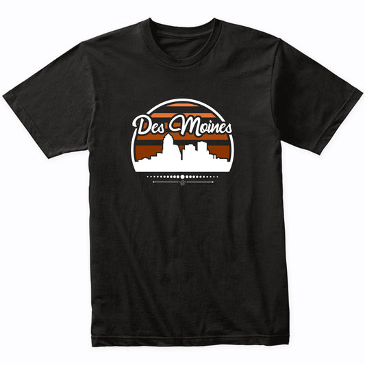 Retro Des Moines Iowa Sunset Skyline T-Shirt
