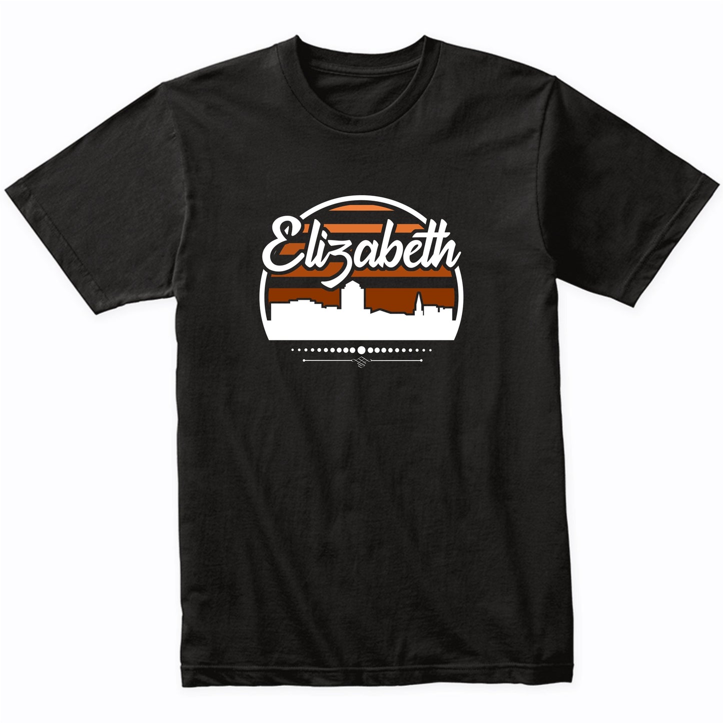 Retro Elizabeth New Jersey Sunset Skyline T-Shirt