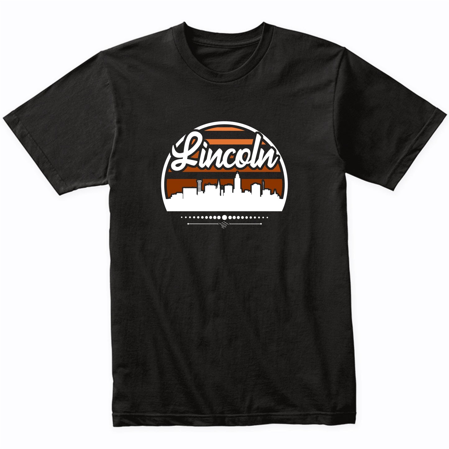 Retro Lincoln Nebraska Sunset Skyline T-Shirt