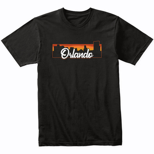 Vintage Style Retro Orlando Florida Sunset Skyline T-Shirt