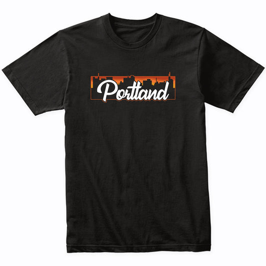 Vintage Style Retro Portland Maine Sunset Skyline T-Shirt
