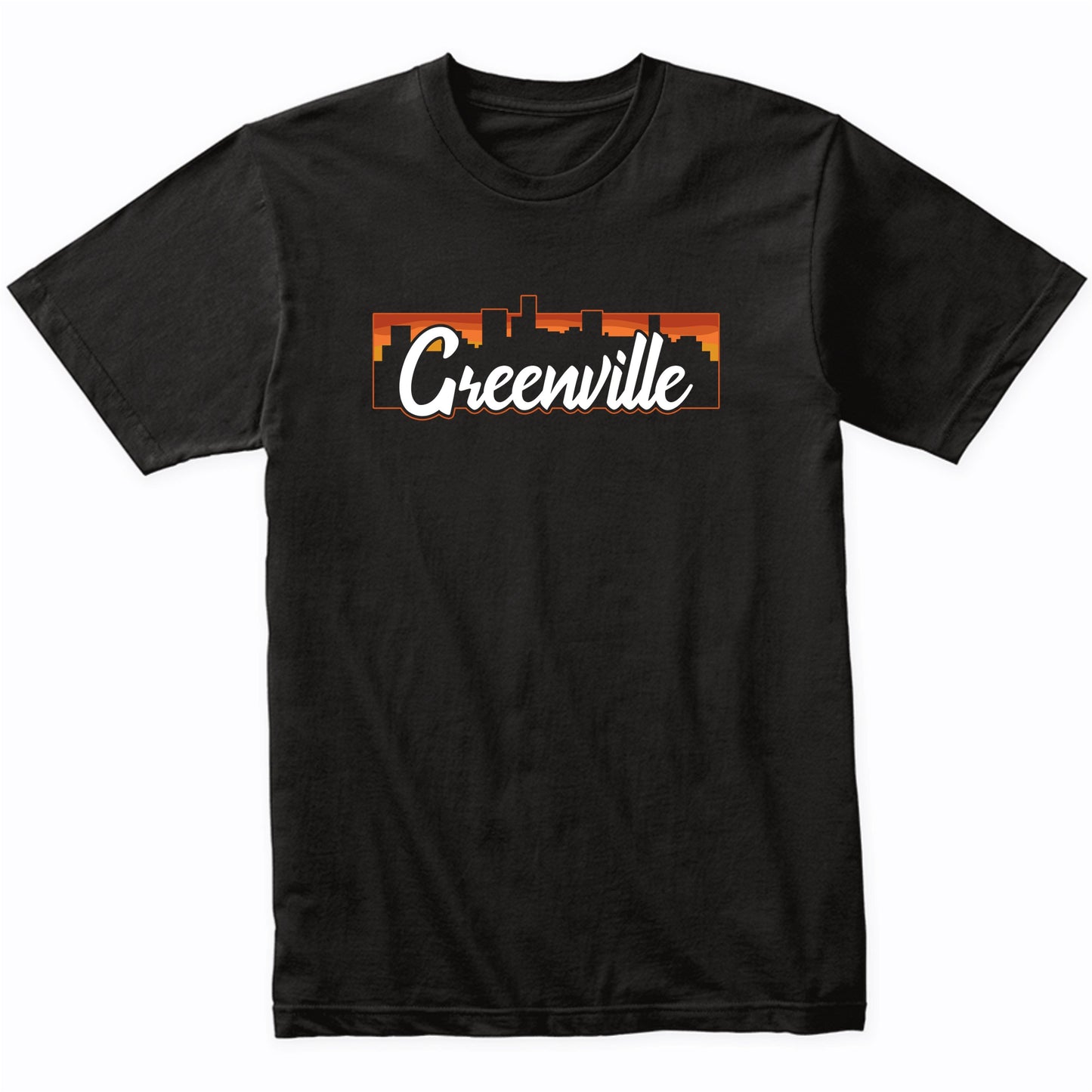 Vintage Style Retro Greenville South Carolina Sunset Skyline T-Shirt