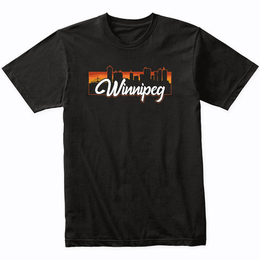 Vintage Style Retro Winnipeg Manitoba Canada Sunset Skyline T-Shirt