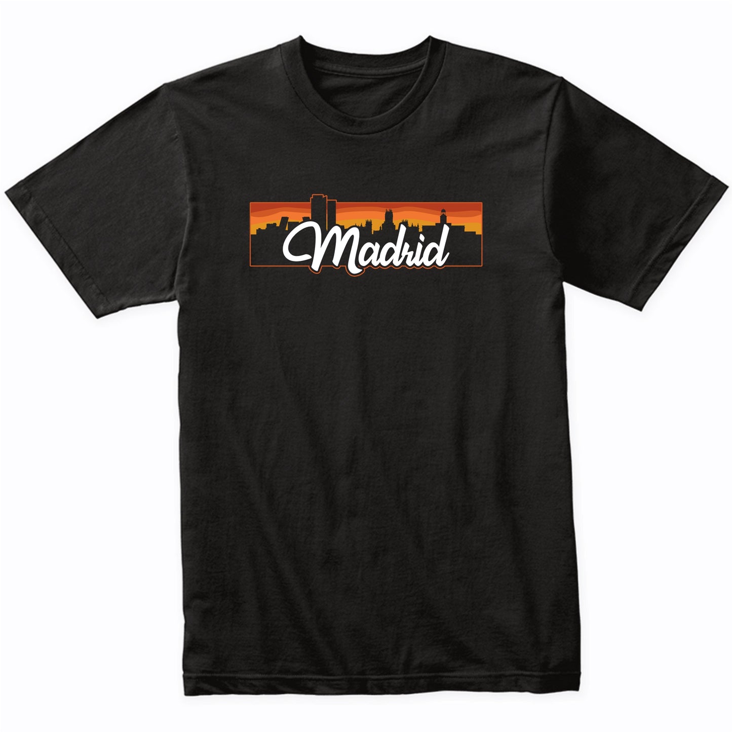 Vintage Style Retro Madrid Spain Sunset Skyline T-Shirt