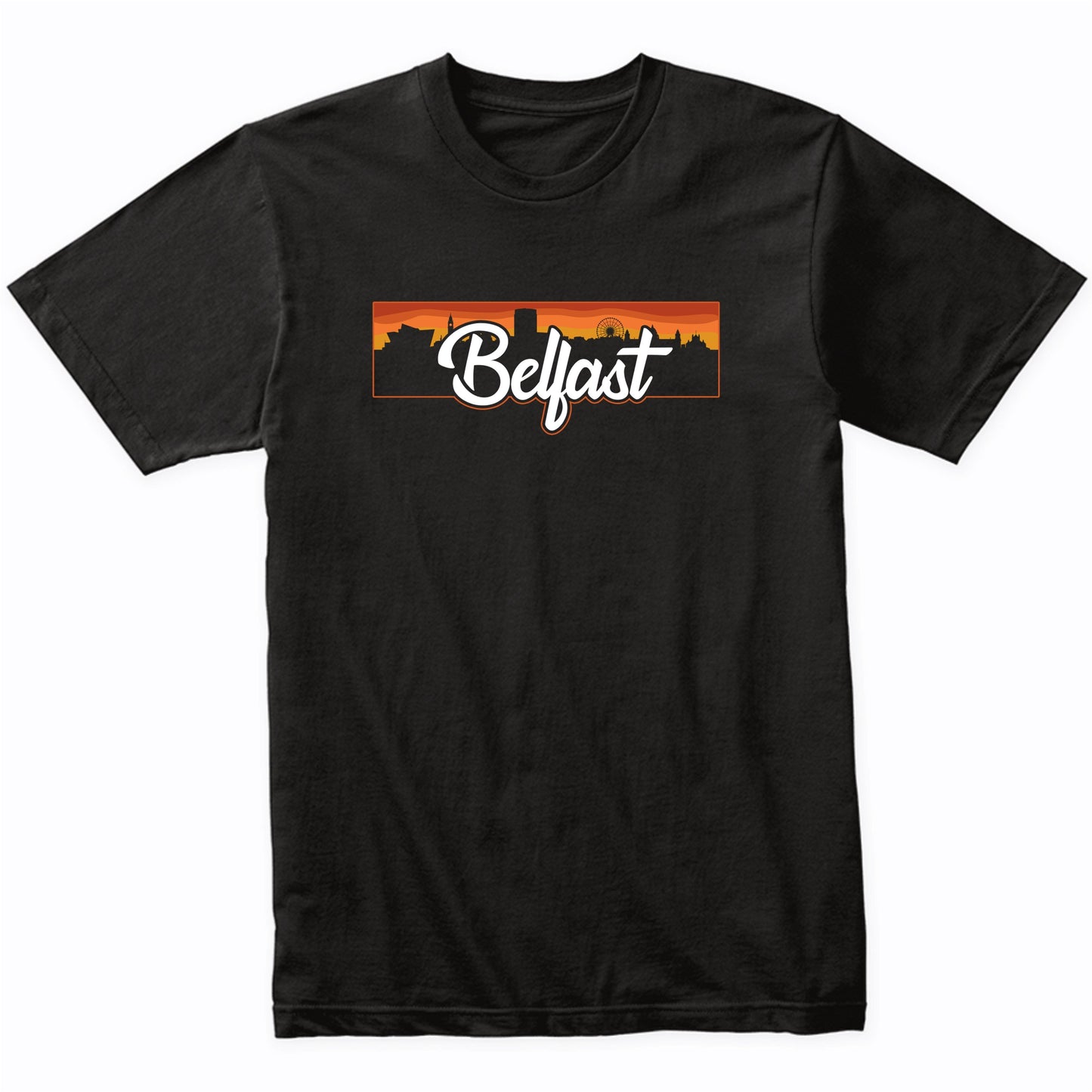 Vintage Style Retro Belfast Northern Ireland Sunset Skyline T-Shirt