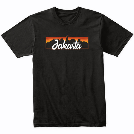 Vintage Style Retro Jakarta Indonesia Sunset Skyline T-Shirt
