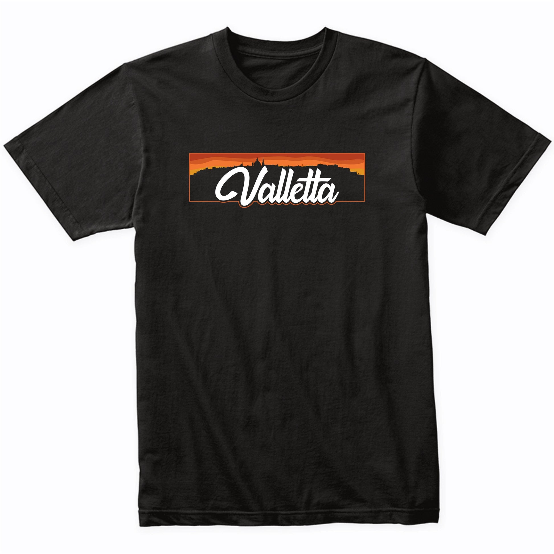 Vintage Style Retro Valletta Malta Sunset Skyline T-Shirt