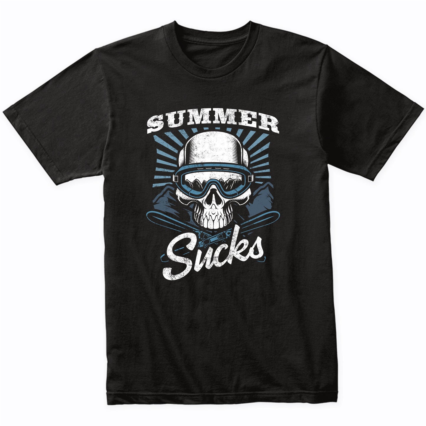 Summer Sucks Funny Skier Skull Skiing T-Shirt