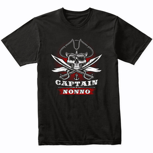 Captain Nonno Pirate Skull Funny Grandpa Grandparents Day T-Shirt