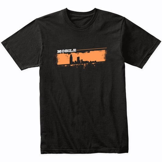 Mobile Alabama Skyline Retro Grafitti Style T-Shirt
