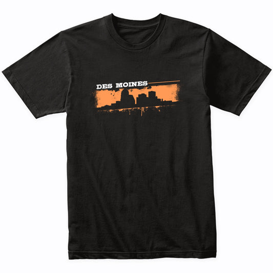 Des Moines Iowa Skyline Retro Grafitti Style T-Shirt