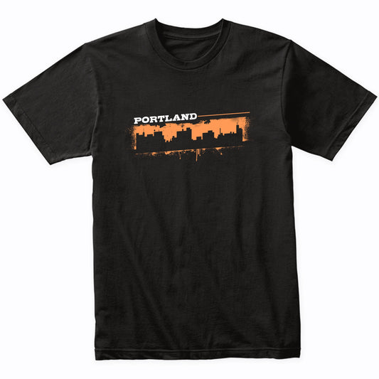 Portland Maine Skyline Retro Grafitti Style T-Shirt
