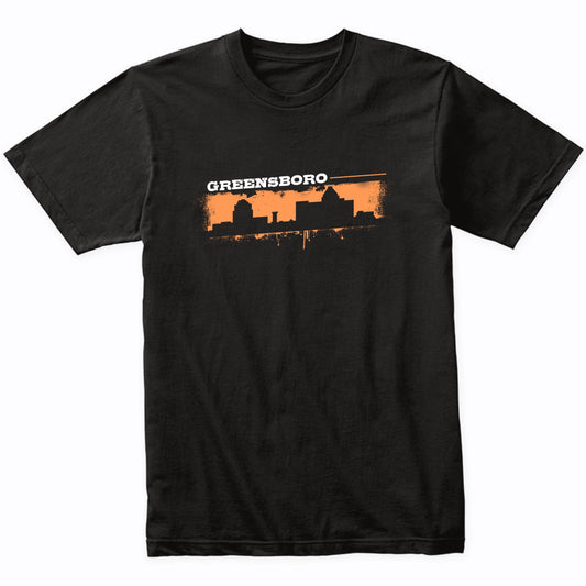 Greensboro North Carolina Skyline Retro Grafitti Style T-Shirt