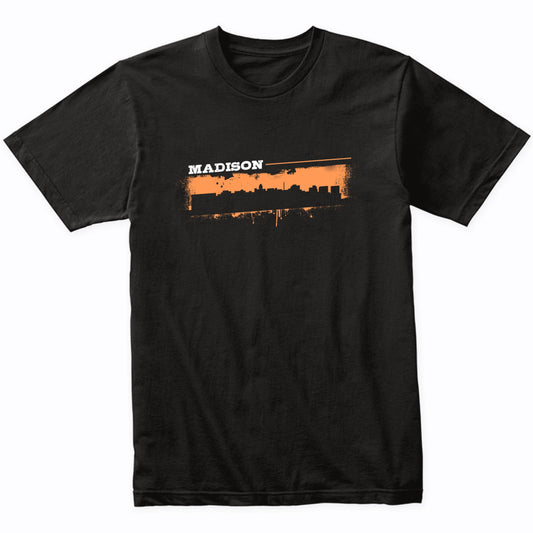 Madison Wisconsin Skyline Retro Grafitti Style T-Shirt