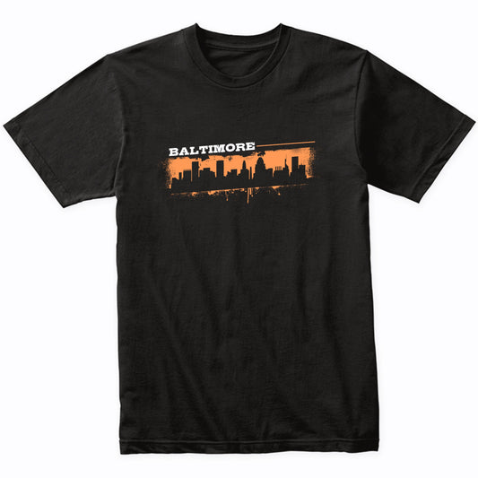 Baltimore Maryland Skyline Retro Grafitti Style T-Shirt