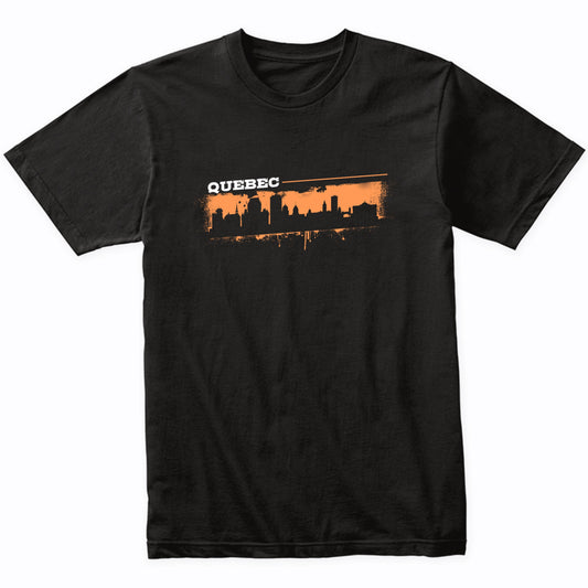 Quebec Canada Skyline Retro Grafitti Style T-Shirt